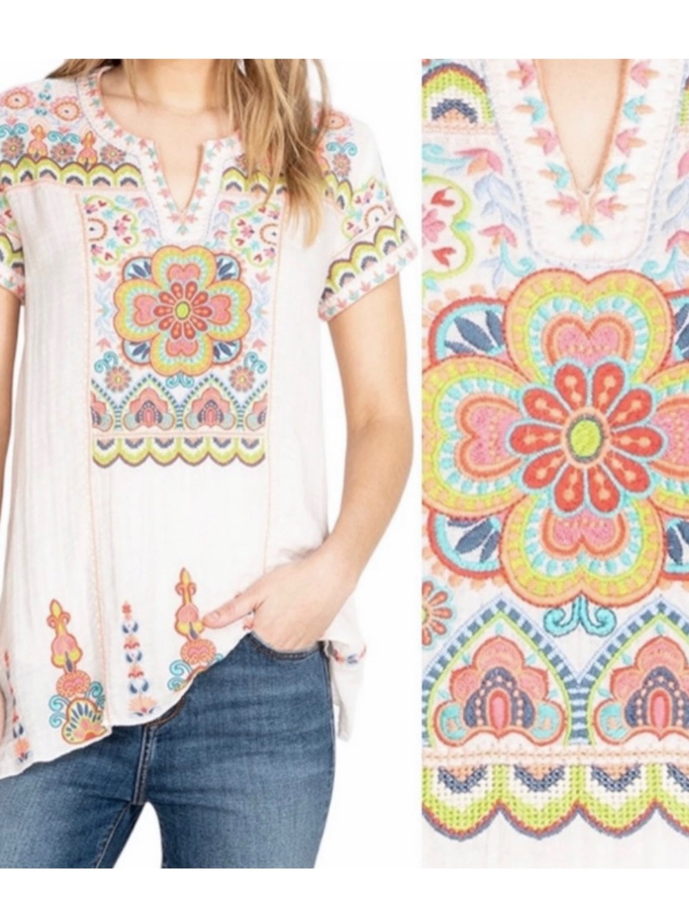 Johnny Was • Tamia Bohemian Drape Top || Small